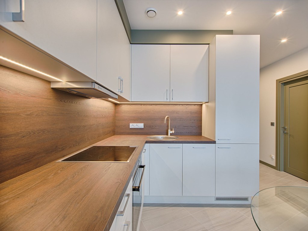 white wooden modular kitchen